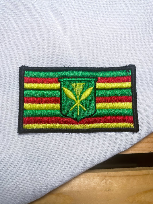 Kanaka Maoli Flag Embroidered Iron-On Patch