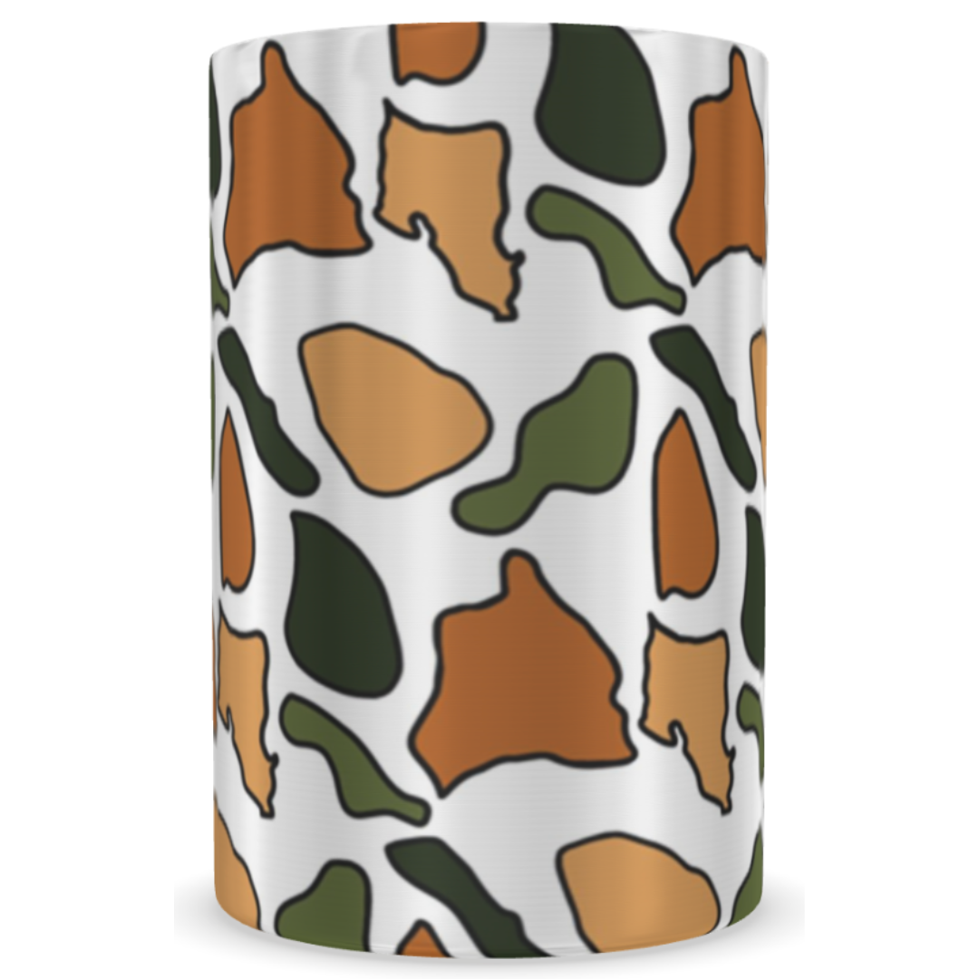 White Island Camo Stainless Steel Can Coozie