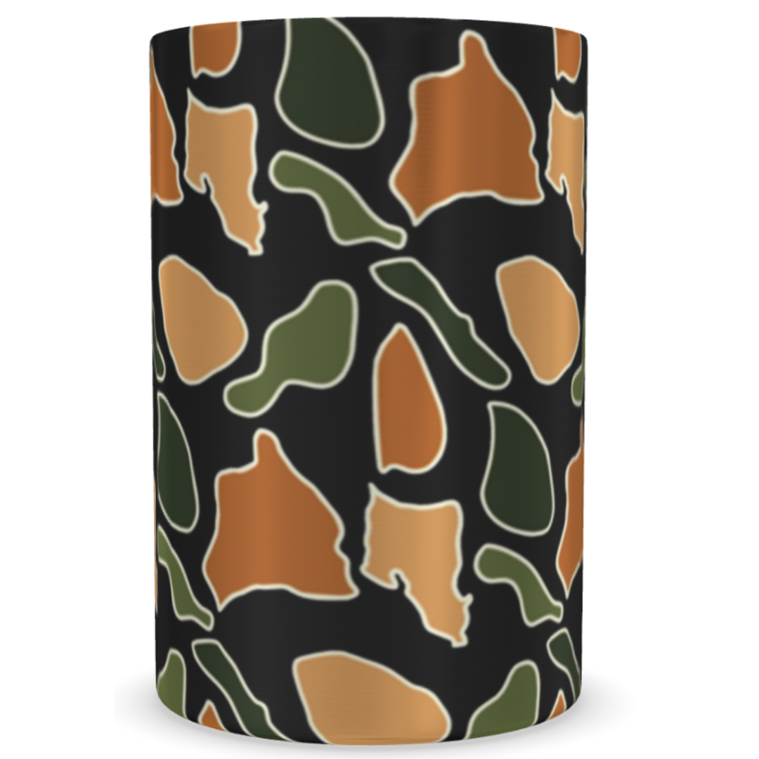 Black Island Camo Stainless Steel Can Coozie