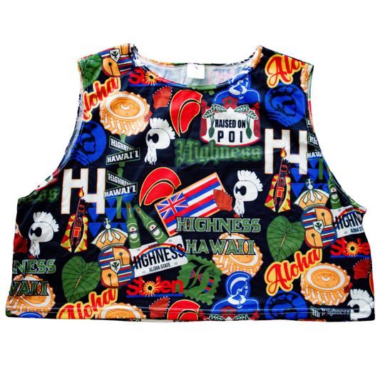 Sticker Bomb Sleeveless Cropped Top