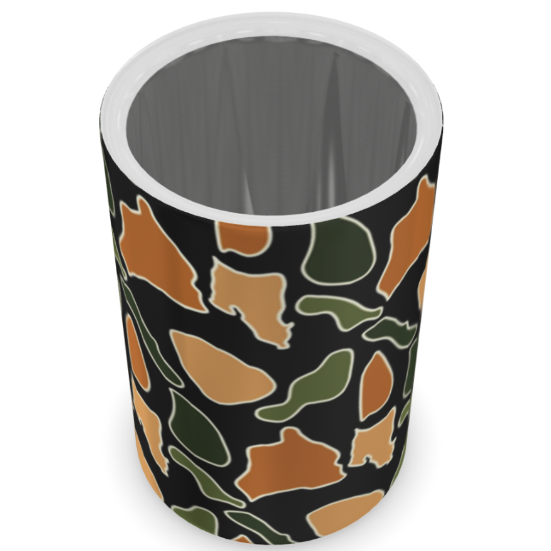 Black Island Camo Stainless Steel Can Coozie