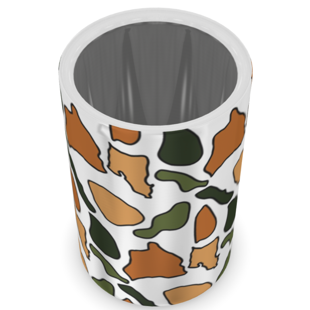 White Island Camo Stainless Steel Can Coozie